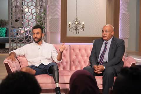 البطل عمر حجازي مع مني الشاذلي في برنامج ”معكم” علي قناة. Cbc