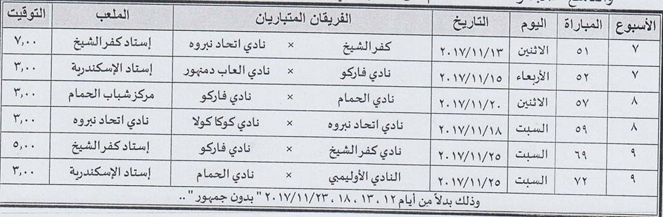 تعديل مواعيد مباريات في دوري القسم الثاني