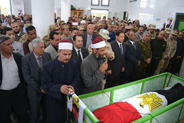 محافظ الغربية وبعص القيادات يؤدون صلاة الجنازة علي شهيد الوطن بقرية قليب إبيار مركز كفر الزيات