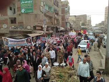 مسيرة بمركز بسيون لحث المواطنين على النزول والمشاركة للانتخابات الرئاسية 2018