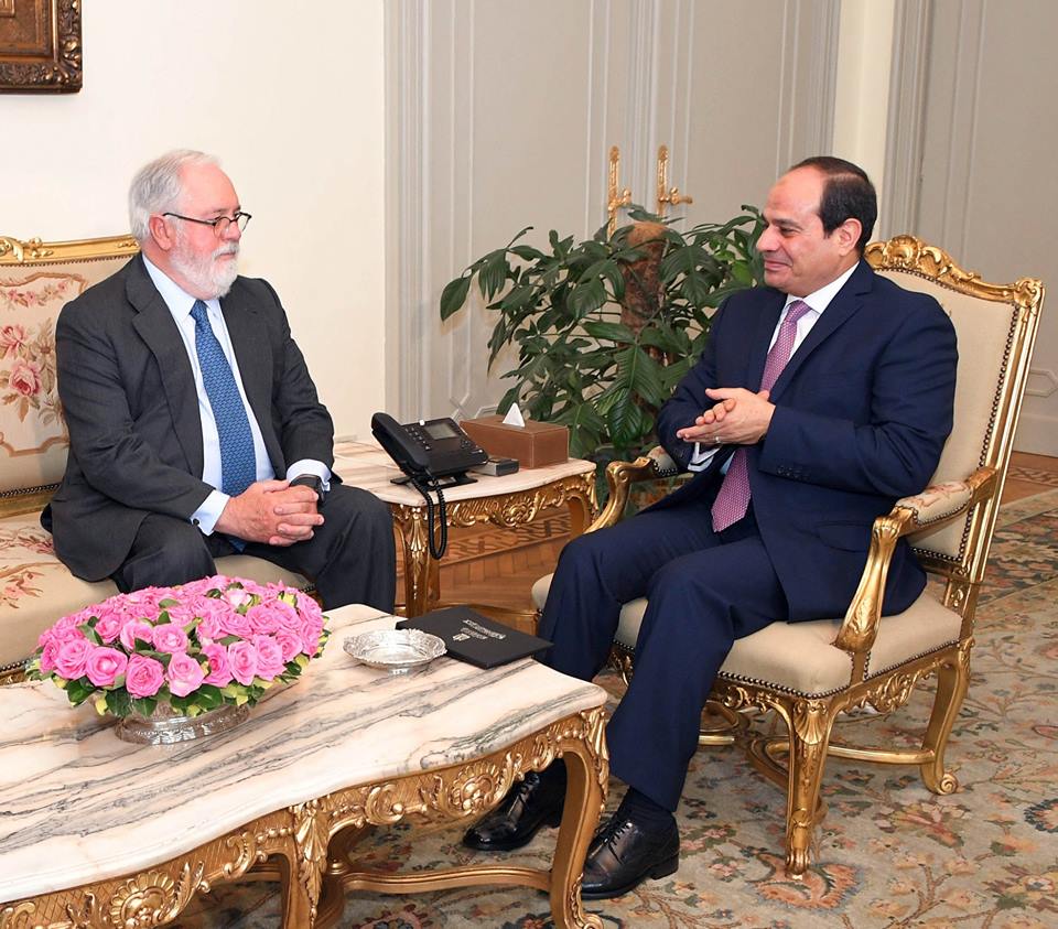 السيسى يلتقى ميجيل آرياس كانتيه مفوض الطاقة والمناخ بالاتحاد الأوروبي