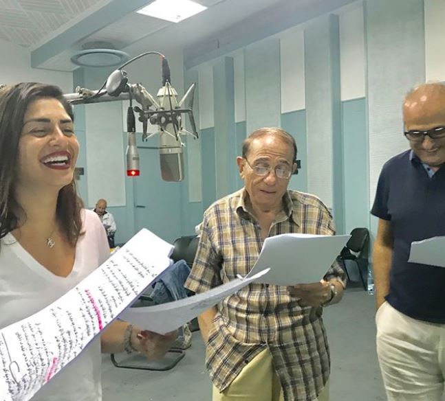 منة فضالى وجمال سليمان فى تسجيل مسلسل لست وحدك