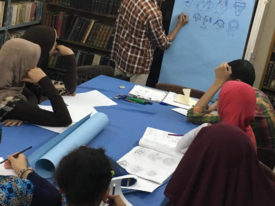 تعبيرات الوجه بورشة فن الكاريكاتير ببيت جرجا ثقافة سوهاج