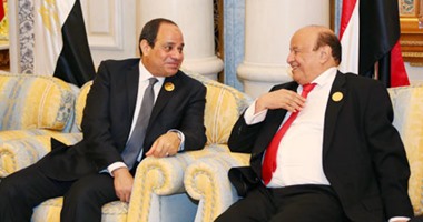 الرئيس السيسى يبدأ مباحثات مع الرئيس اليمنى بـ قصر الاتحادية