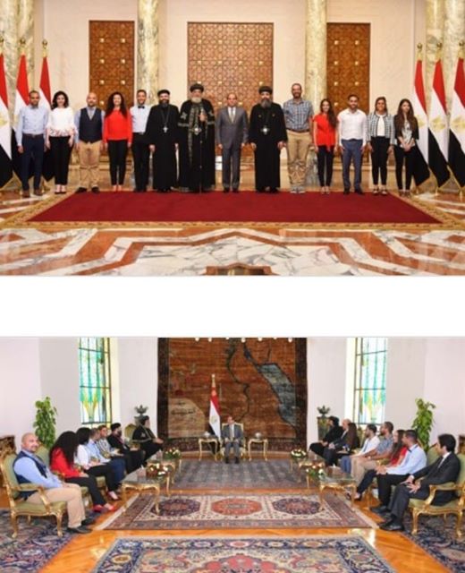 السيسي يستقبل قداسه البابا تواضروس وبرفقته وفد من ملتقى الشباب العالمي .