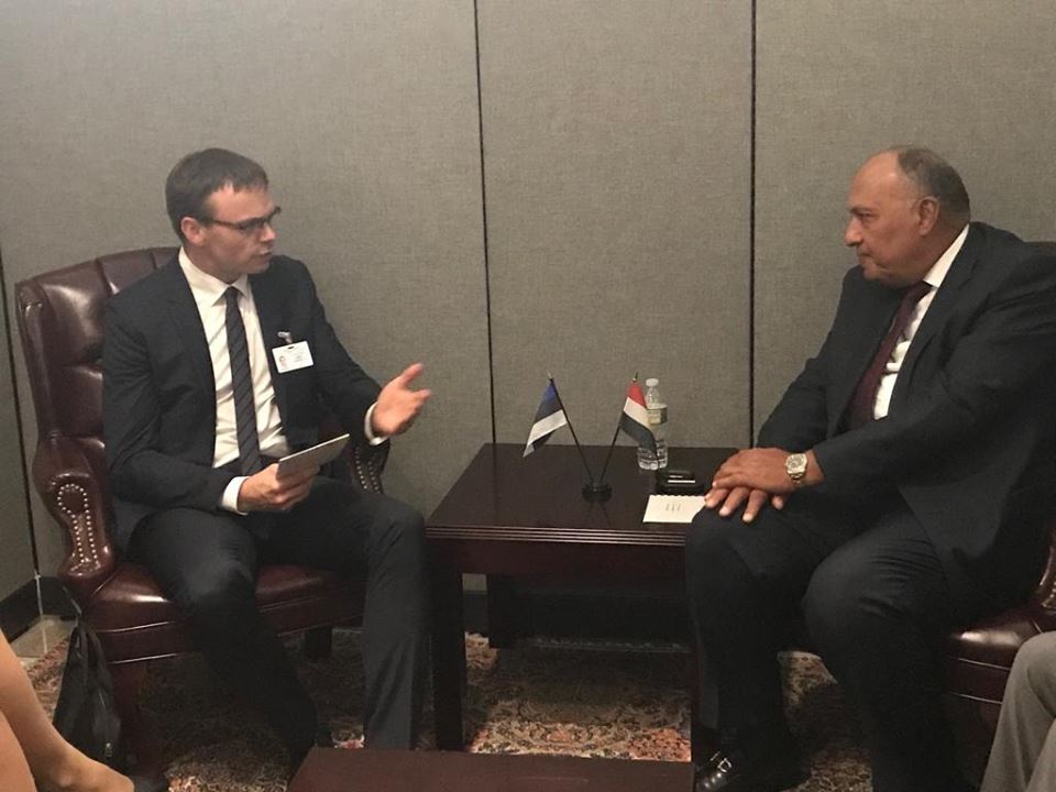 شكري يلتقي مع وزير خارجية إستونيا