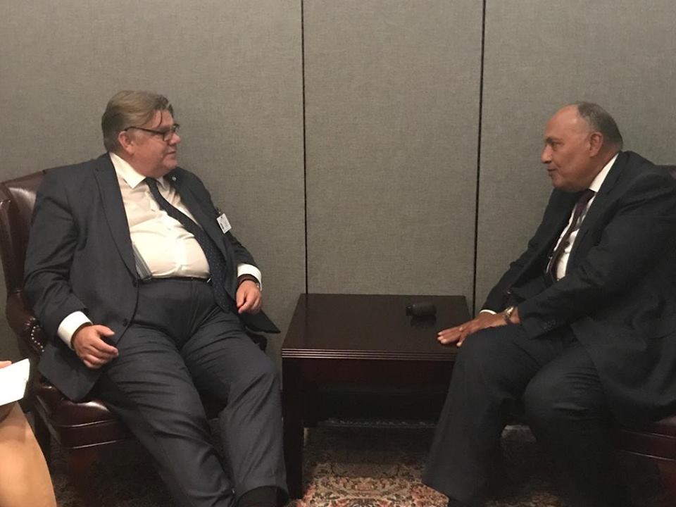 شكري يلتقي مع نظيره الفنلندي على هامش أعمال الجمعية العامة للأمم المتحدة بنيويورك