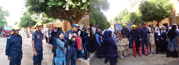 ضباط الحماية المدنية بقنا فى زيارة لإحدى مدارس الصم والبكم