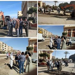 الاستعداد النهائي لرصف شوارع مدينة ابشواي  الفيوم.
