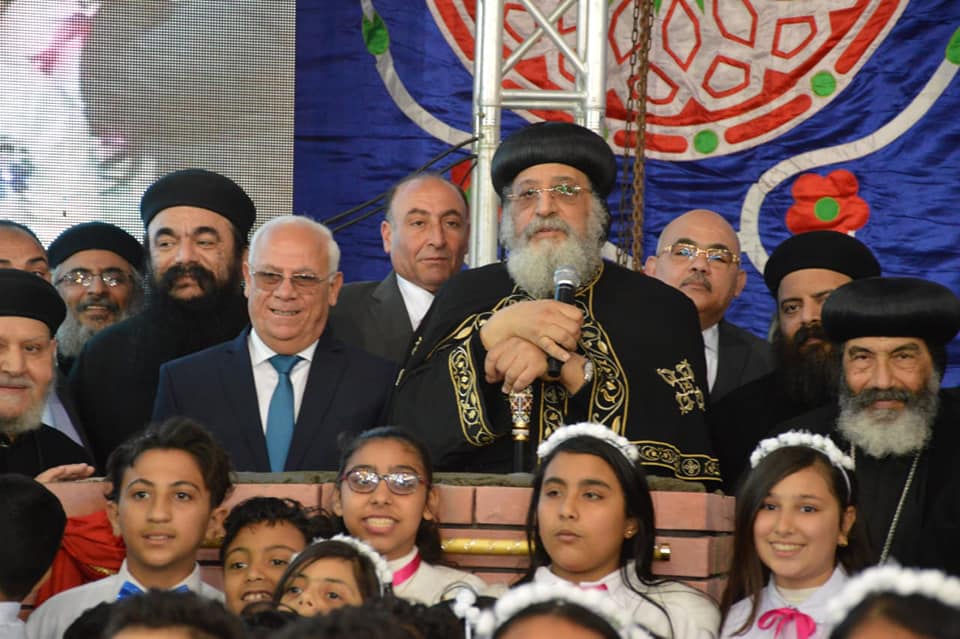 البابا تواضروس ومحافظ بورسعيد يضعون حجر اساس كنيسة الأنبا انطونيوس ببورسعيد