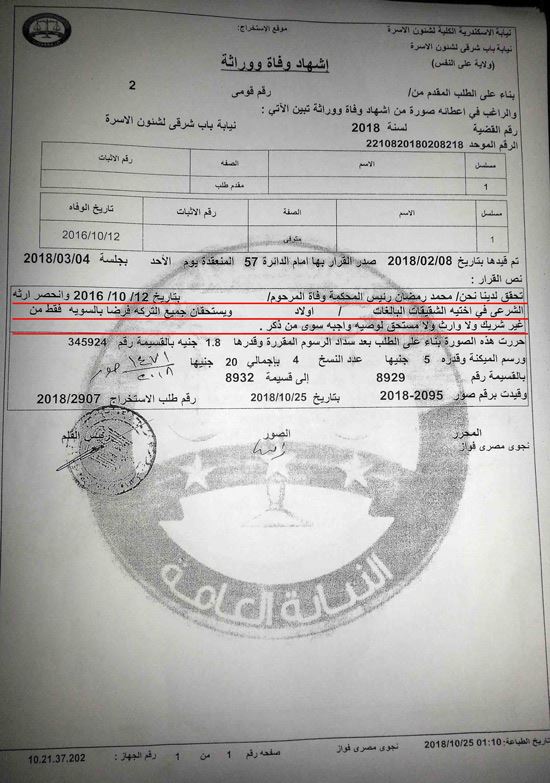 فى سابقة قضائية جديدة وإستنادا للدستور المصرى باحنكام الأقباط لشرائعهم الخاصة بالميراث وأن ترث المرأة مثل الرجل .